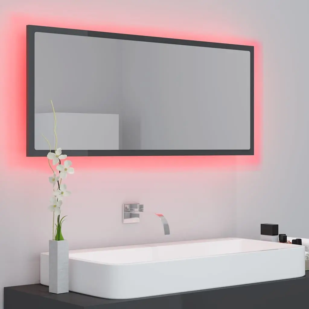 LED Bathroom Mirror Grey 100x8.5x37 cm