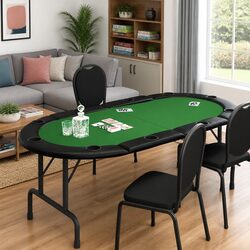 10-Player Folding Poker Tabletop: Dimensions 208x106x3 cm