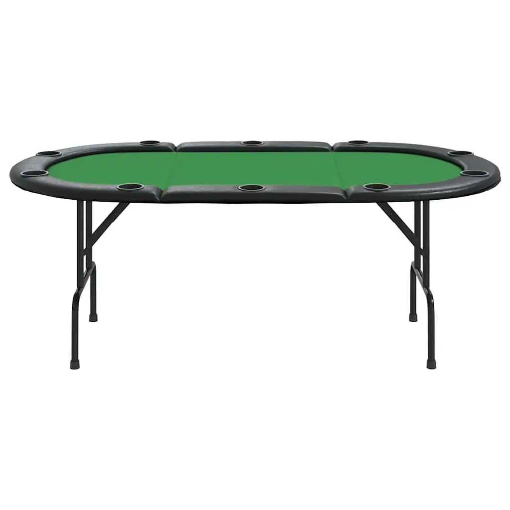 Poker Table 10-Player Folding Gaming Table Green Padded Rim Cup Holders