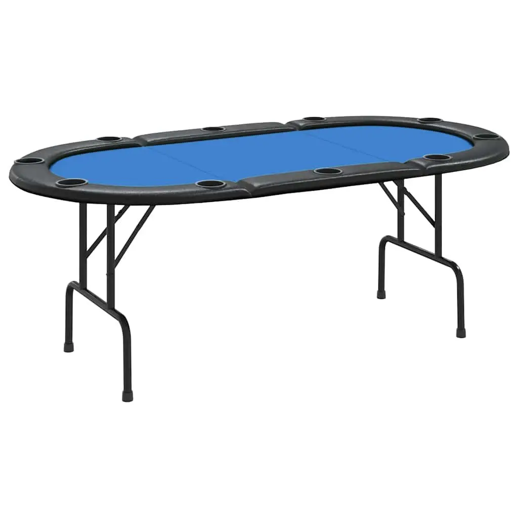 Folding Poker Table 10-Player Blue 207x106x76cm