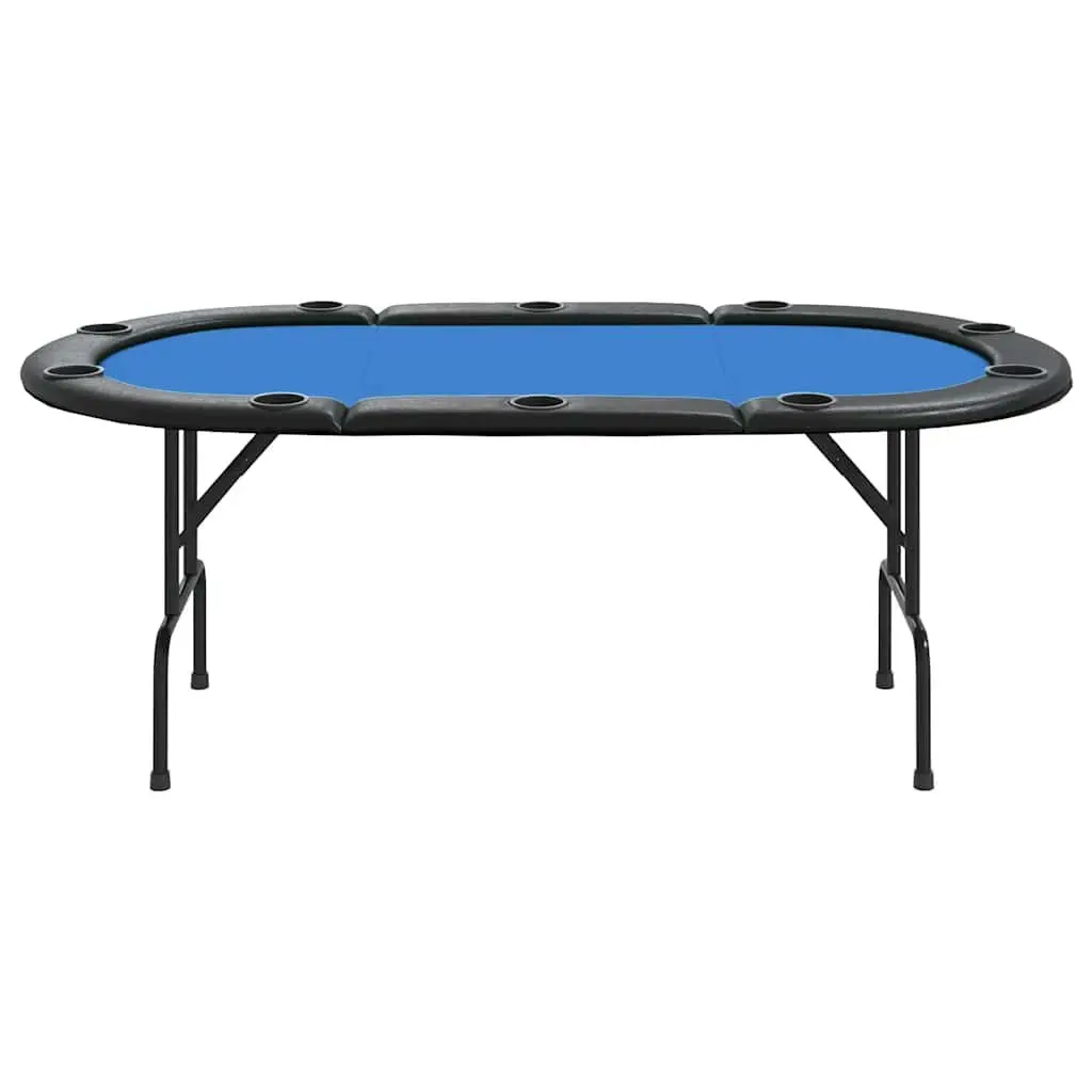 Folding Poker Table 10-Player Blue 207x106x76cm