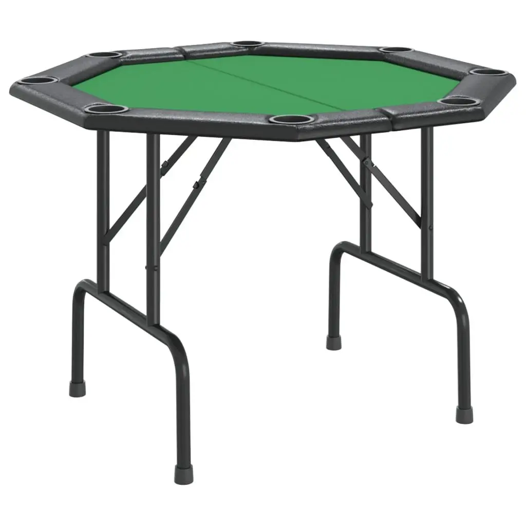 Folding Poker Table for Game Room 8 Player Green 108 x 108 x 75 cm