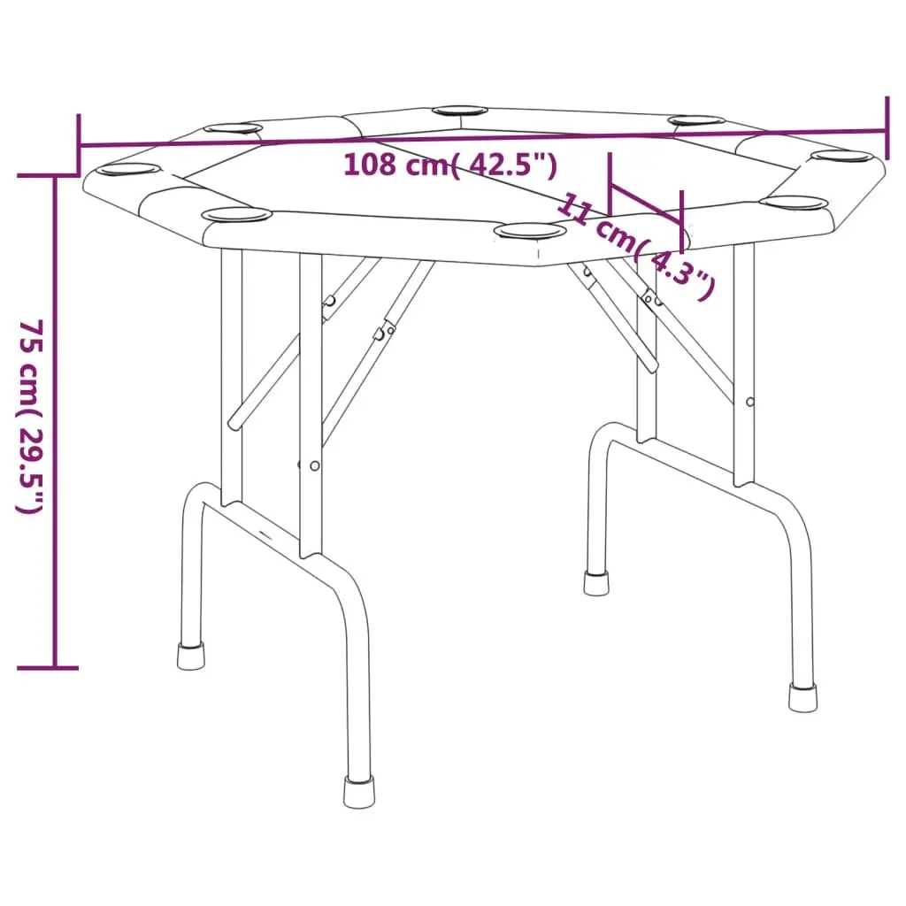 Folding Poker Table for Game Room 8 Player Green 108 x 108 x 75 cm