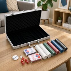 300 Poker Chips, 5 Dice, Cards & Carry Case Included