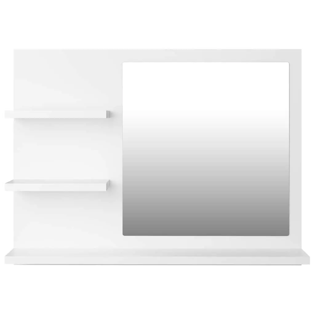 Bathroom Vanity Mirror Wall Mount with 3 Storage Shelves White 60x10.5x45 cm