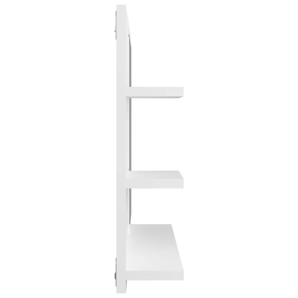 Bathroom Vanity Mirror Wall Mount with 3 Storage Shelves White 60x10.5x45 cm