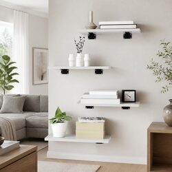 4 White Bookshelf Boards Dimensions 40x20x1.5 cm