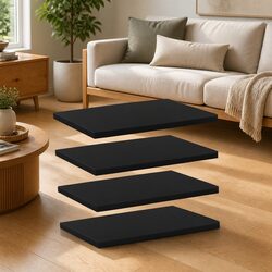 Bookshelf Boards: 4 Black Engineered Wood Shelves, 40x30x1.5 cm