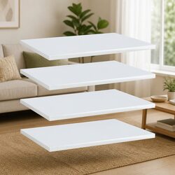 4-Piece High Gloss White Bookshelf Boards: 40x30x1.5 cm Each