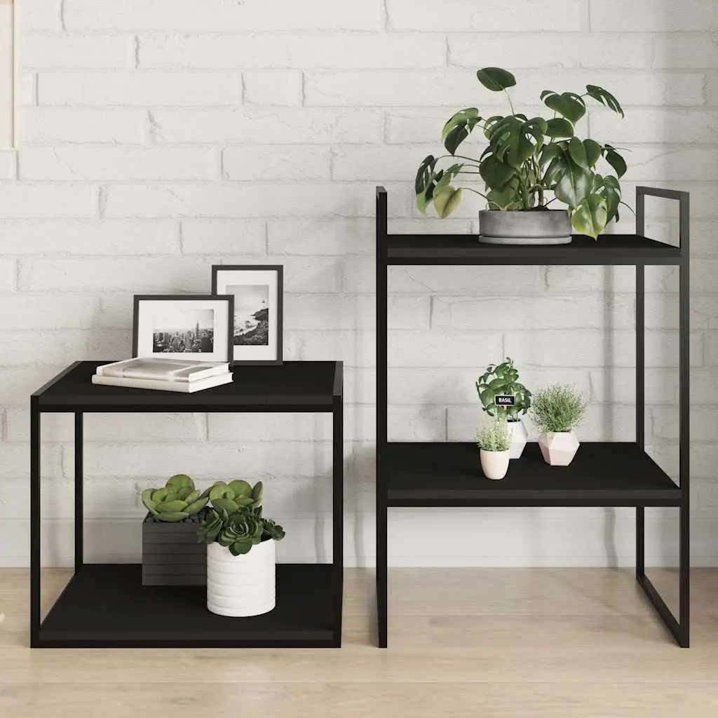 Black Floating Shelf Boards Engineered Wood Storage 40x50x1.5 cm 4 Pieces