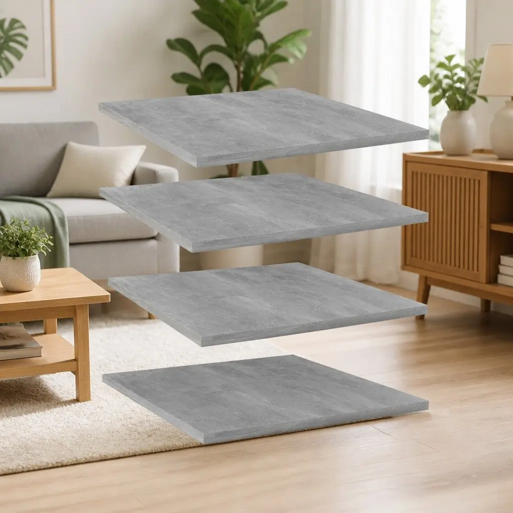 Floating Shelf Boards 4 Pieces Grey Wall Mount Storage Shelving Engineered Wood