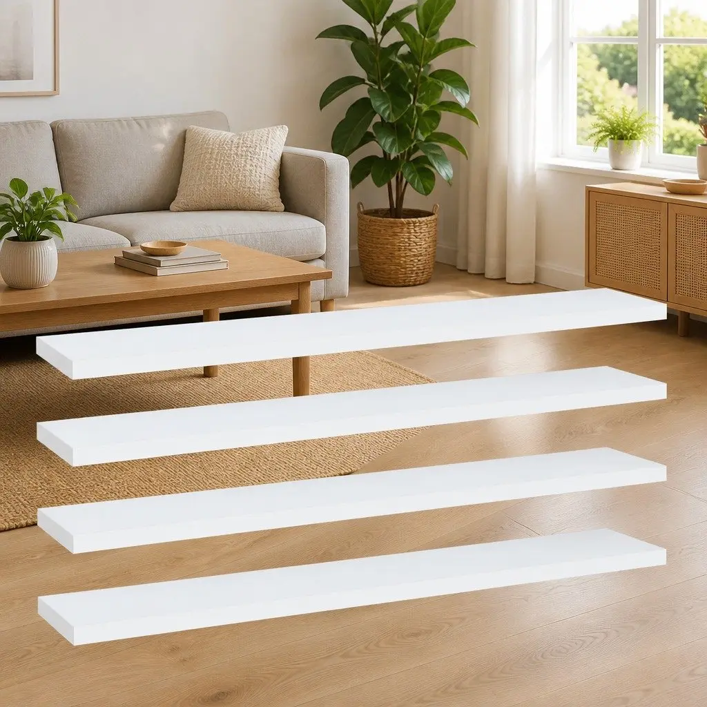 Bookshelf Boards Set of 4 White 60x10x1.5 cm