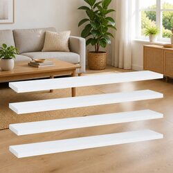 Bookshelf Boards 4 pcs White 60x10x1.5 cm Storage Shelves Engineered Wood Panels
