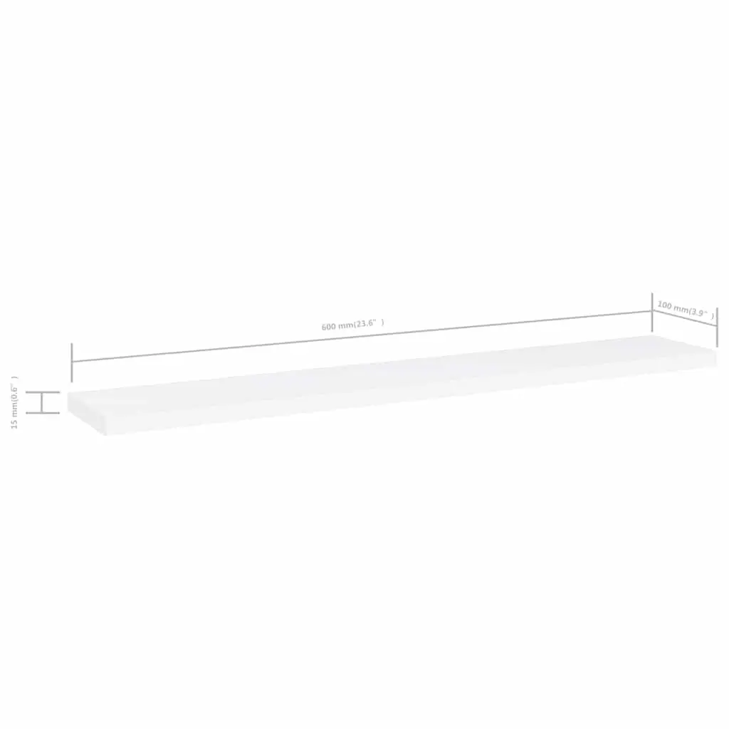 Bookshelf Boards White Engineered Wood 60x10x1.5cm Set of 8 Storage Shelves