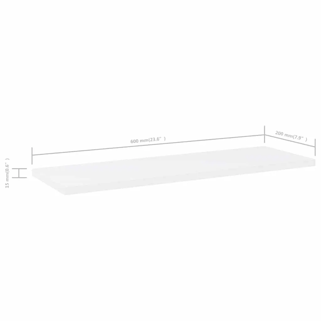 Bookshelf Boards for Storage 60x20x1.5 cm White Engineered Wood 8 Piece