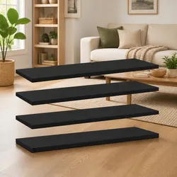 Floating Shelf Boards Set of 4 - Black, 60 x 20 x 1.5 cm