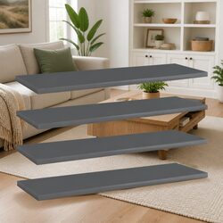 Bookshelf Boards Set - 60x20x1.5 cm, Grey, 4 Pieces