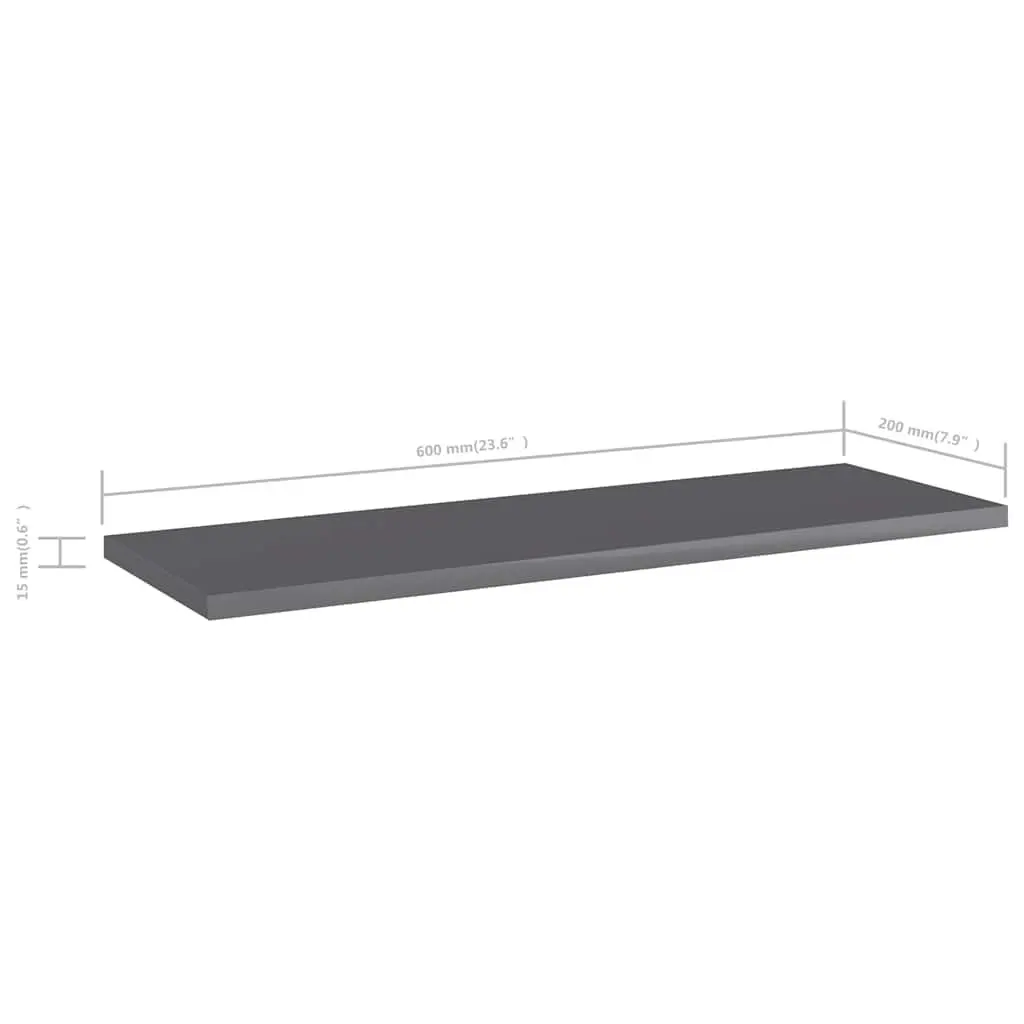 Bookshelf Boards 4 pcs Grey 60x20x1.5 cm Engineered Wood Wall Shelves Storage