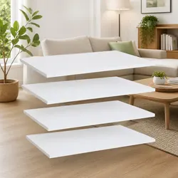 Bookshelf Boards - 4 White Floating Shelves 60x40 cm Each