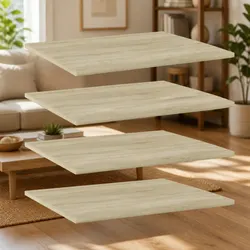 4 Pack of Floating Bookshelf Boards - 60x50cm Brown