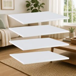 Floating Shelf Boards Set 4 pcs White Wall Mounted Storage Display Shelving