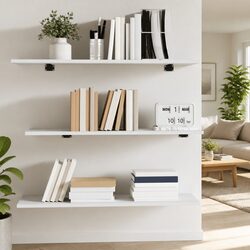 White Floating Bookshelf Boards – 80 x 30 x 1.5 cm – Set of 4