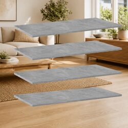 Floating Bookshelf Boards - 4 Grey Engineered Wood Shelves