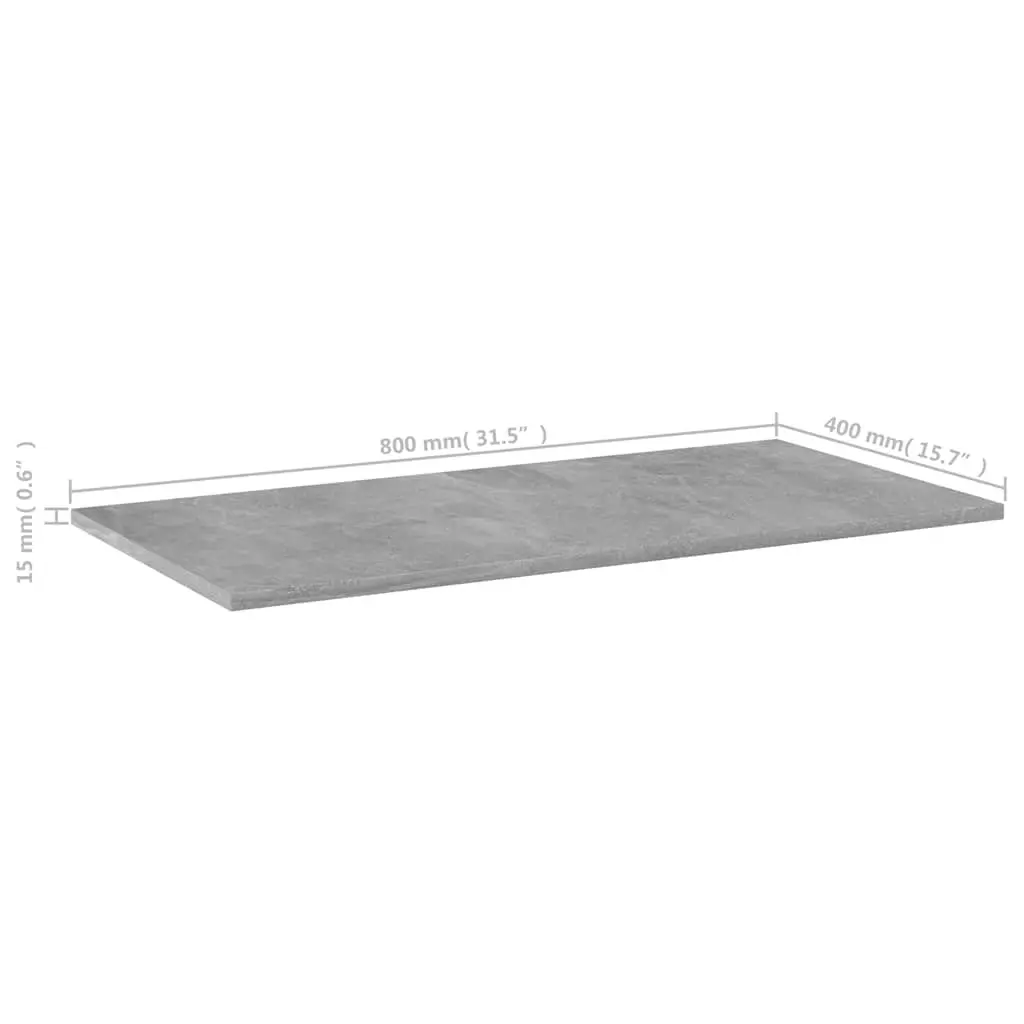 Floating Bookshelf Boards Grey Engineered Wood Storage Shelves Set of 4 Pieces
