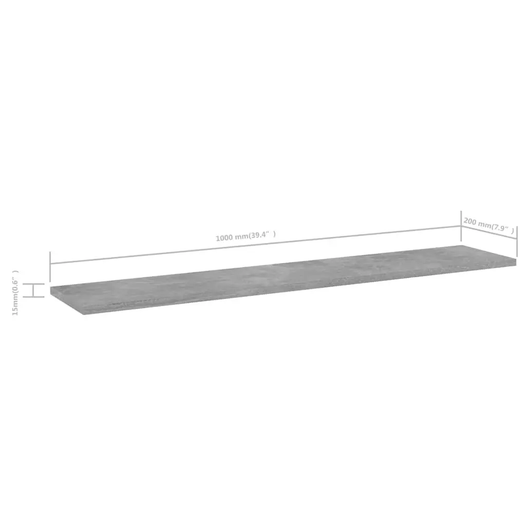 Floating Shelf Boards for Wall Mount Storage Grey 100 x 20 x 1.5 cm 8 Piece