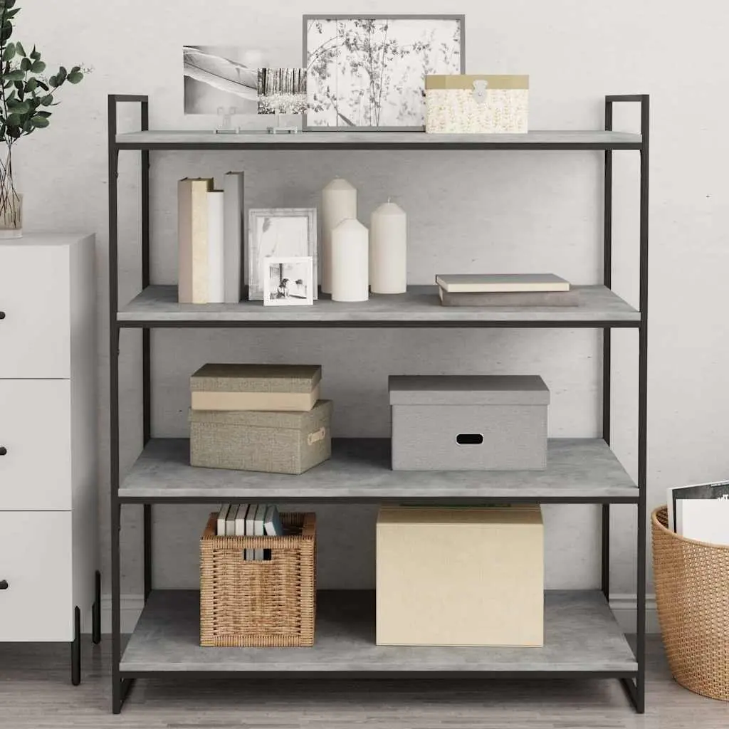 Bookshelf Boards 4 Pieces Grey Wall Storage Shelves Floating Display Panels