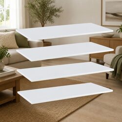 Floating Wall Shelves 4 Pack White Storage Boards Home Display Organiser Decor