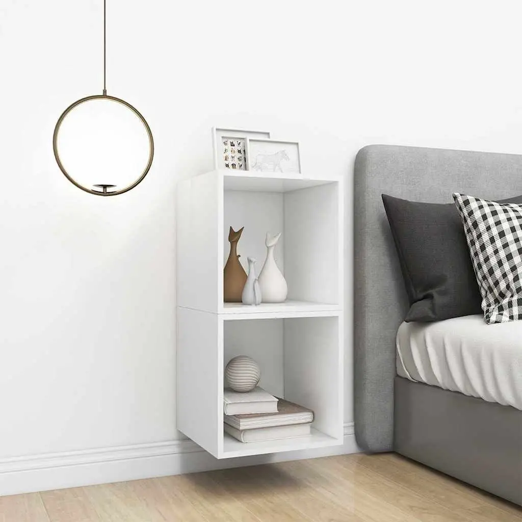 Wall Cabinet for Storage 37x37x37 cm White Engineered Wood 2 Piece