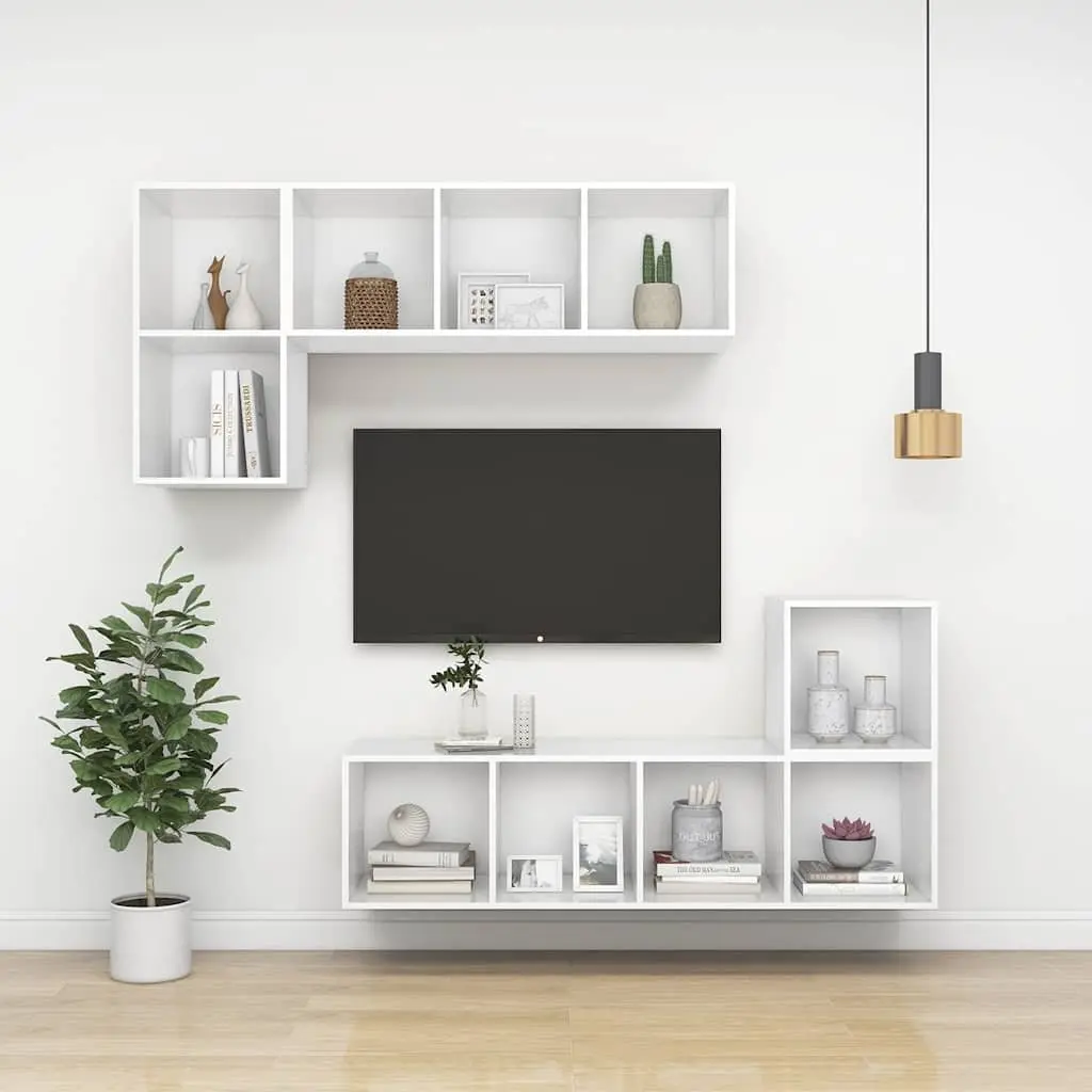 Wall Cabinet for Storage 37x37x37 cm White Engineered Wood 2 Piece