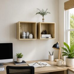 Floating Storage Wall Cabinet Set of 2, 37x37x37 cm