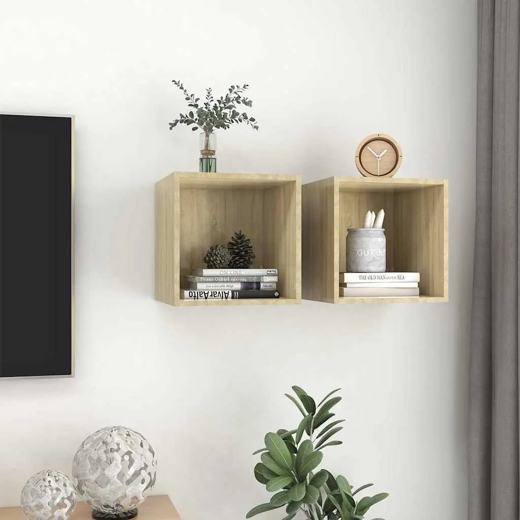 Wall Cabinet for Storage 37x37x37 cm Brown Set of 2