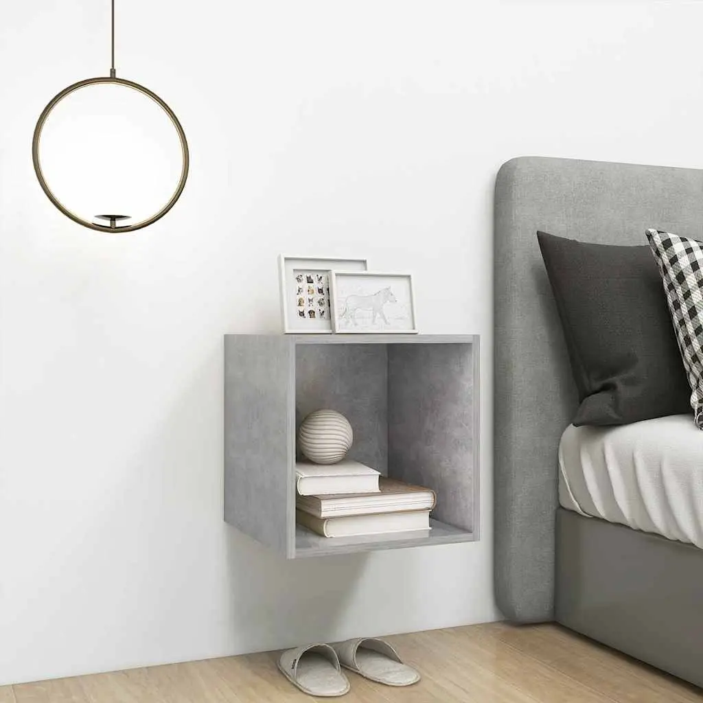 Wall Cabinet Grey Floating Storage Shelf Cube Engineered Wood Home Decor