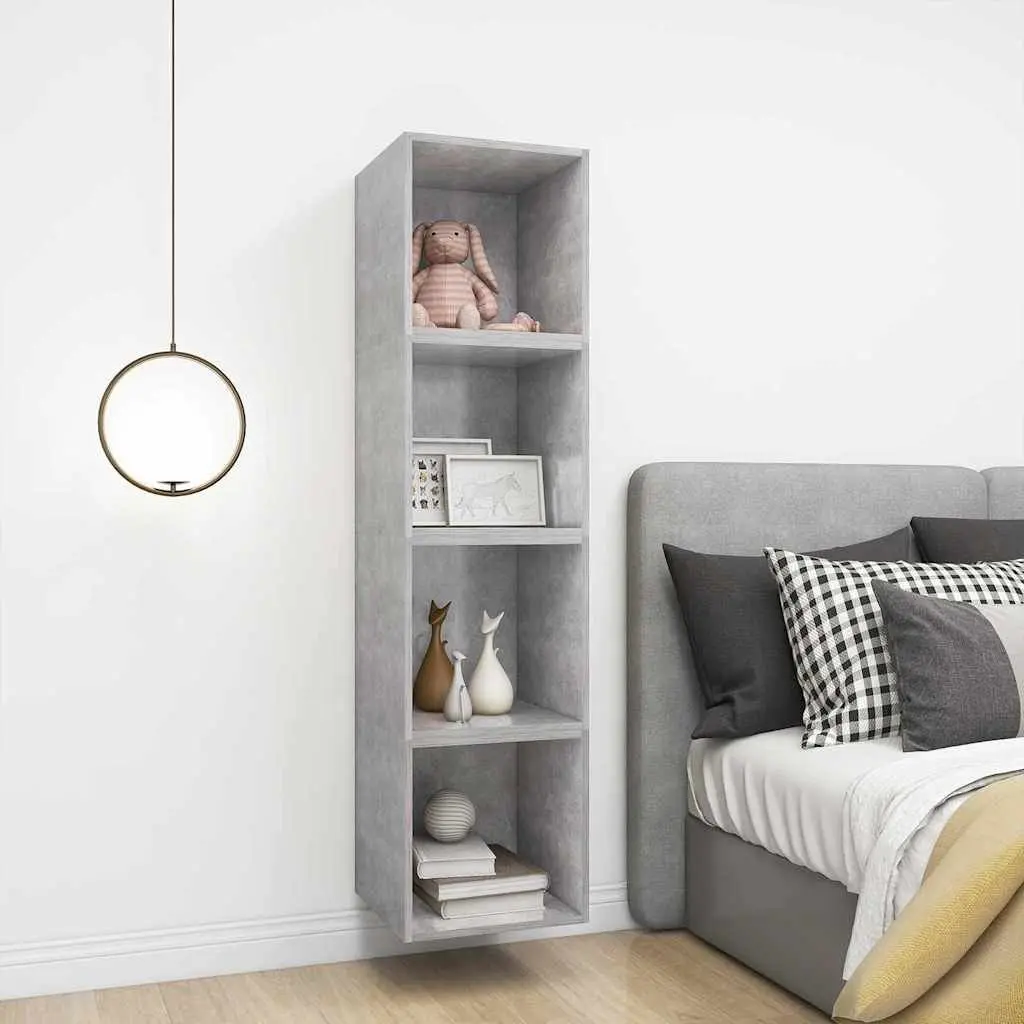Wall Cabinet Grey Floating Storage Shelf Cube Engineered Wood Home Decor