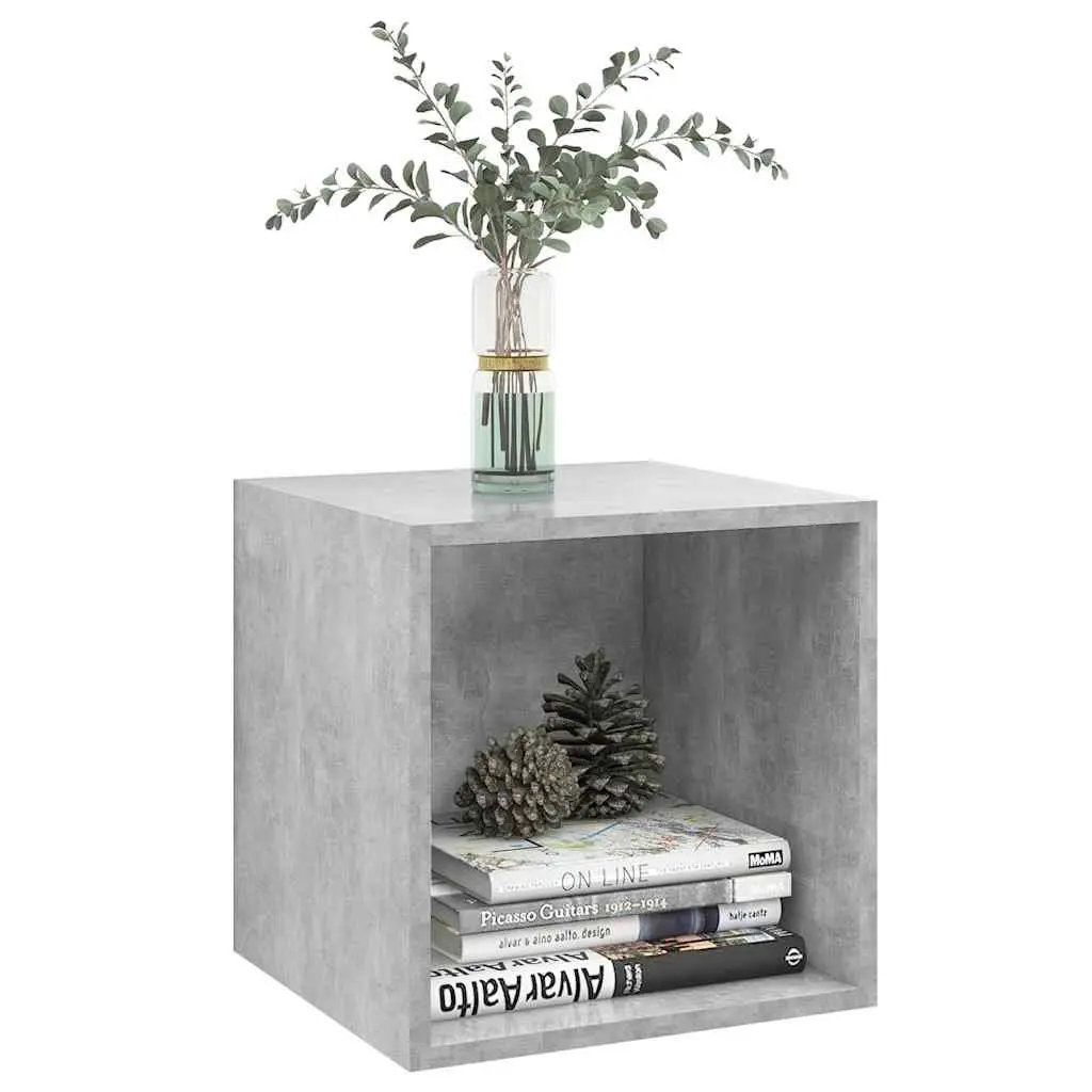 Wall Cabinet Grey Floating Storage Shelf Cube Engineered Wood Home Decor