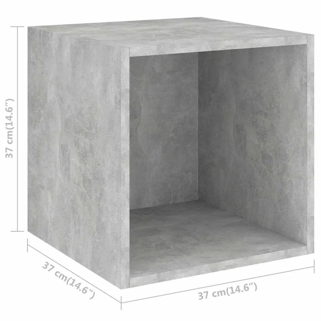 Grey Wall Storage Unit Pair 37x37x37cm Engineered Wood Floating Shelf