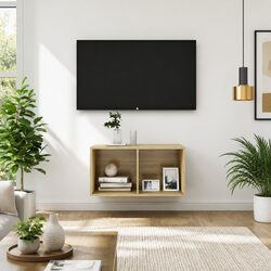Wall-mounted TV Cabinet Brown Engineered Wood 37x37x72cm Storage Organiser