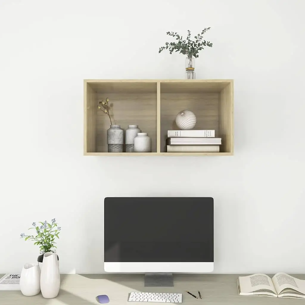 Wall-mounted TV Cabinet Living Room Brown Engineered Wood 37x37x72cm