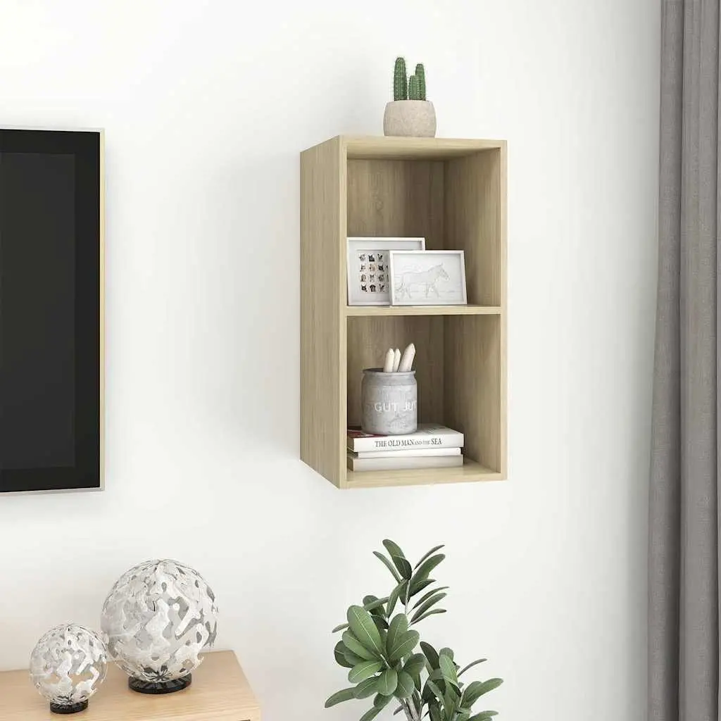 Wall-mounted TV Cabinet Living Room Brown Engineered Wood 37x37x72cm