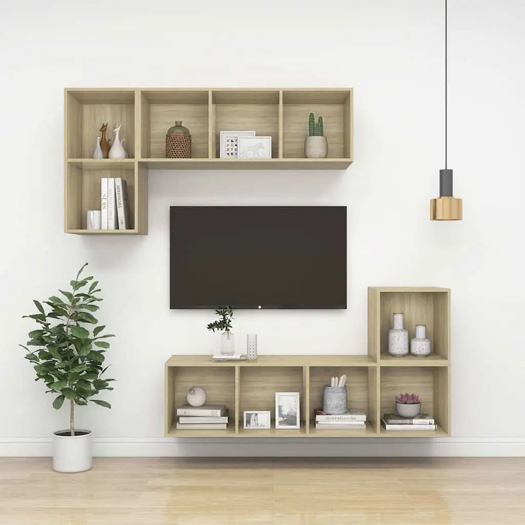 Wall-mounted TV Cabinet Living Room Brown Engineered Wood 37x37x72cm
