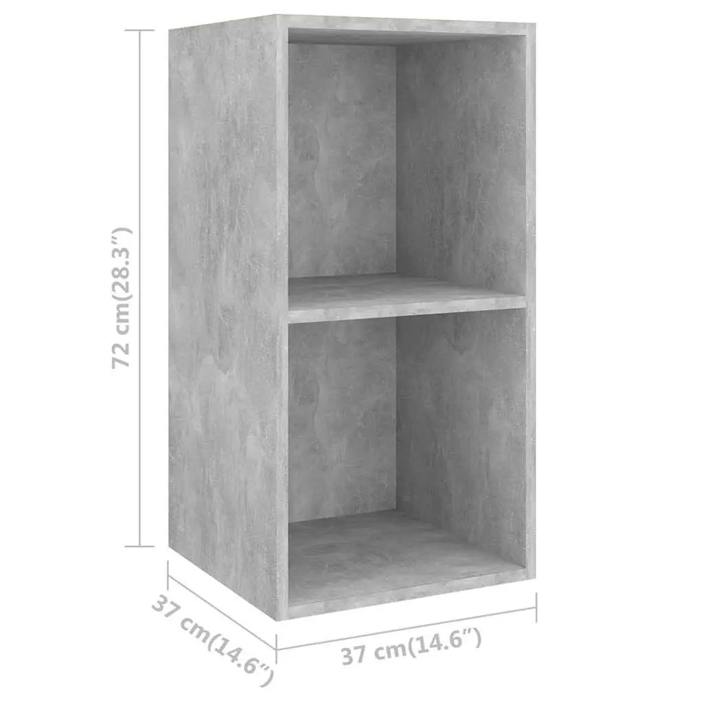 Wall-mounted TV Cabinet Living Room Grey Concrete Engineered Wood 37 x 37 x 72 cm