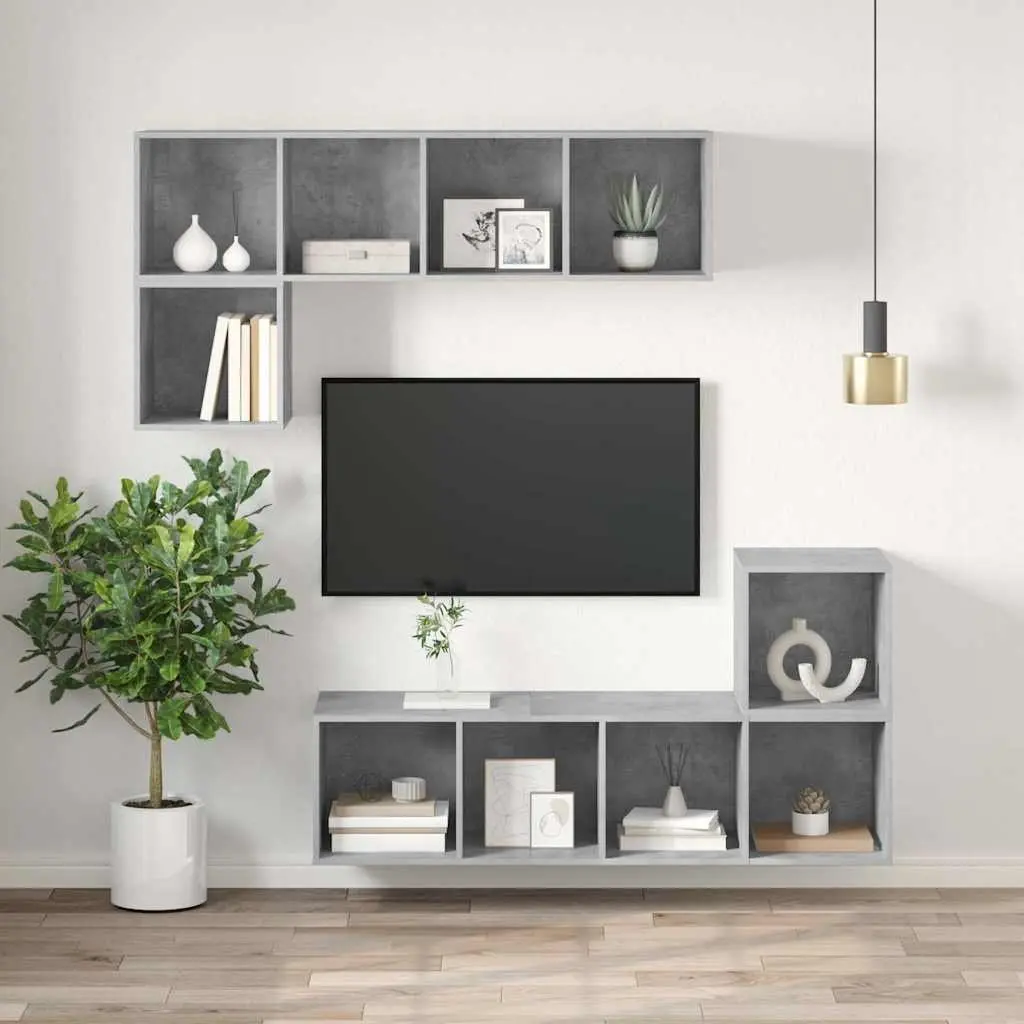 Wall-mounted TV Cabinet Grey 37x37x107cm Engineered Wood Storage Unit