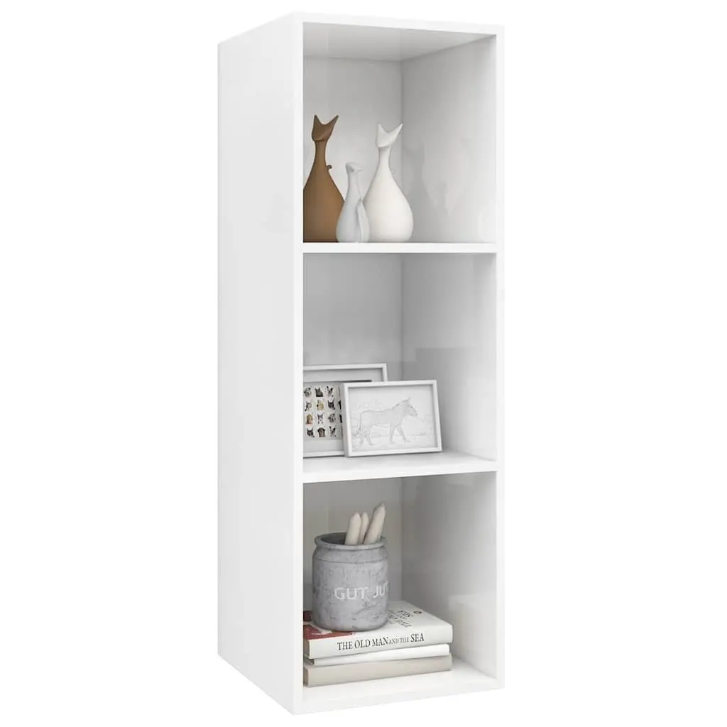 Wall-mounted TV Cabinet for Living Room High Gloss White 3 Compartments