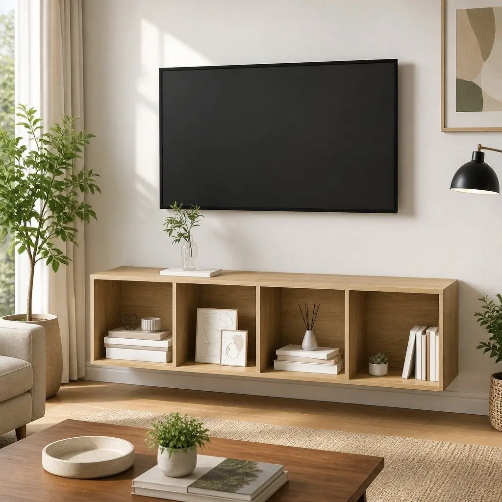 Wall-mounted TV Cabinet for Home Entertainment Space 37 x 37 x 142.5 cm