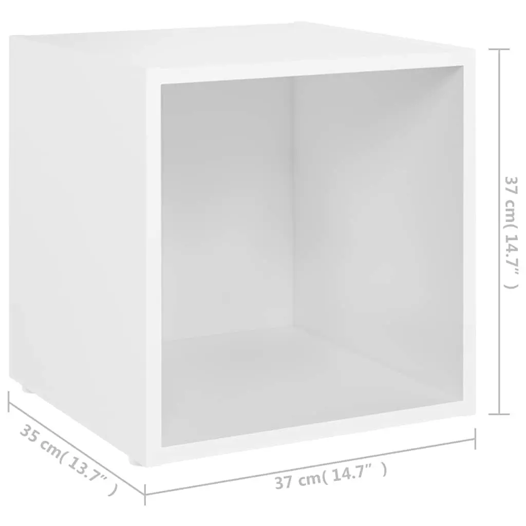 TV Cabinet White 37x35x37 cm Engineered Wood Storage Unit Display Stand 2 pcs