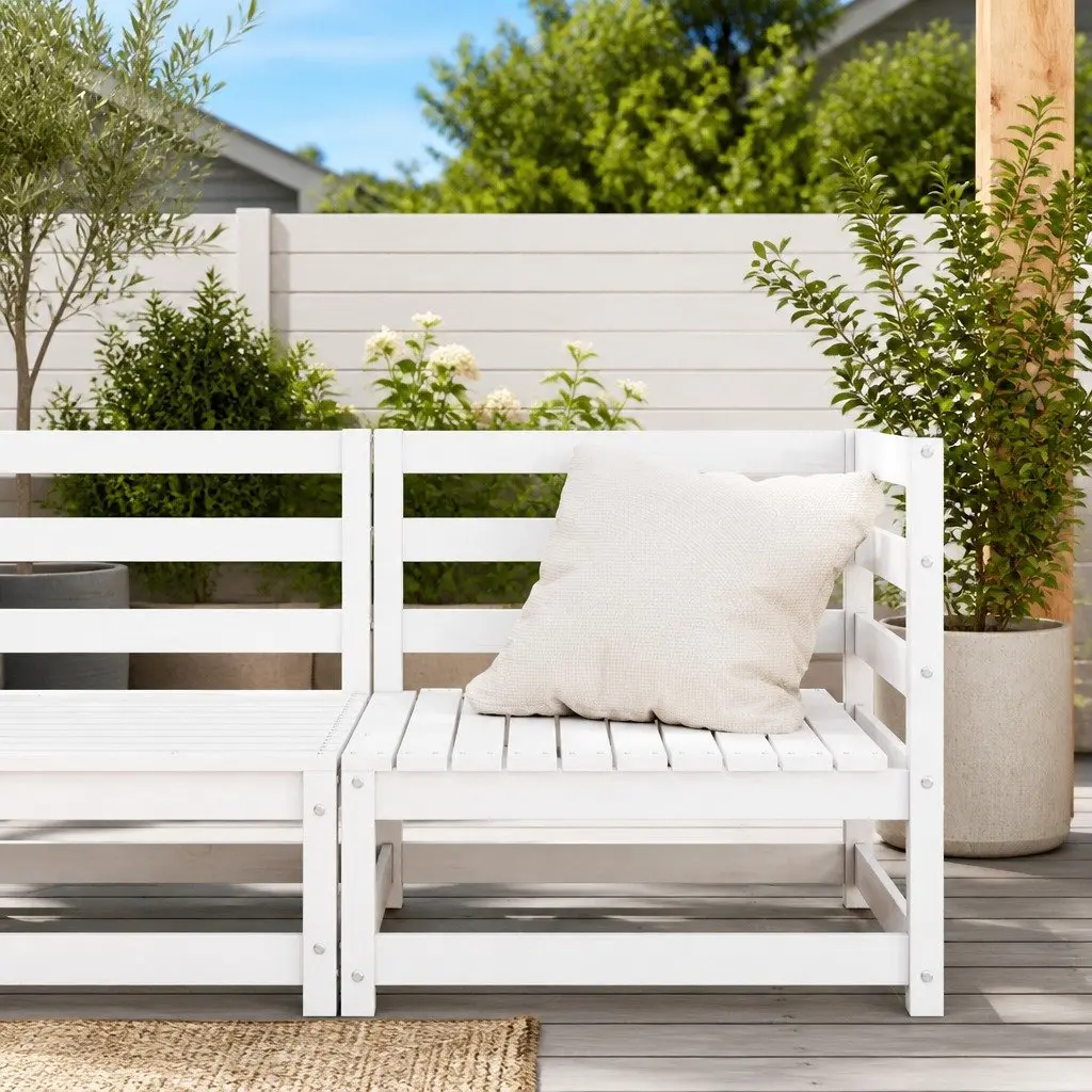 Modular Garden Seating Corner Sofa Outdoor White Solid Pinewood Furniture