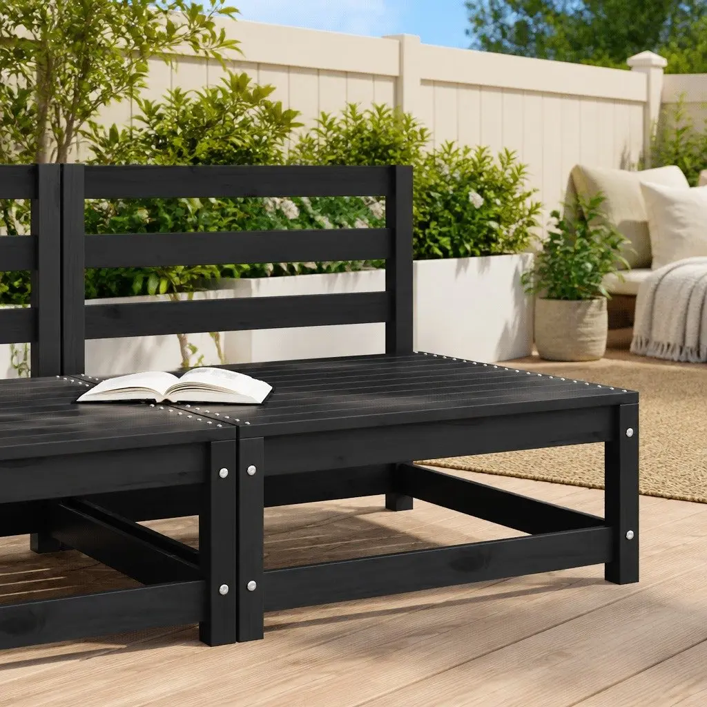 Black Solid Pinewood Modular Sofa Sectional